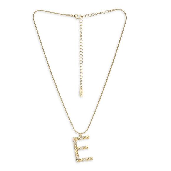 NEW ETTIKA ANTHROPOLOGY 18K Goldplated Twisted Crystal Initial Necklace E - Picture 1 of 6